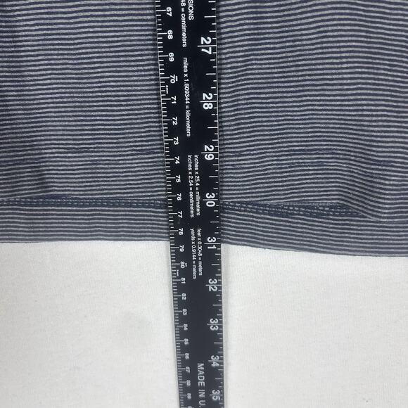 Chaps Long Sleeve Casual Shirt Mens Medium Elbow Patches Blue Gray Striped L/S - Picture 9 of 11